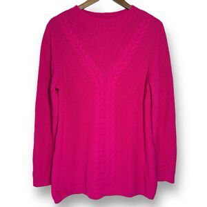 Talbots Plus Lambswool Sweater Size X (XL) Stretch Cable Knit Pink Pullover